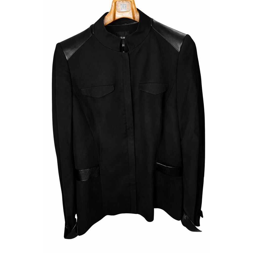 Lafayette 148 New York Black Jacket with Leather Trim – Size 16 - Picture 2 of 9